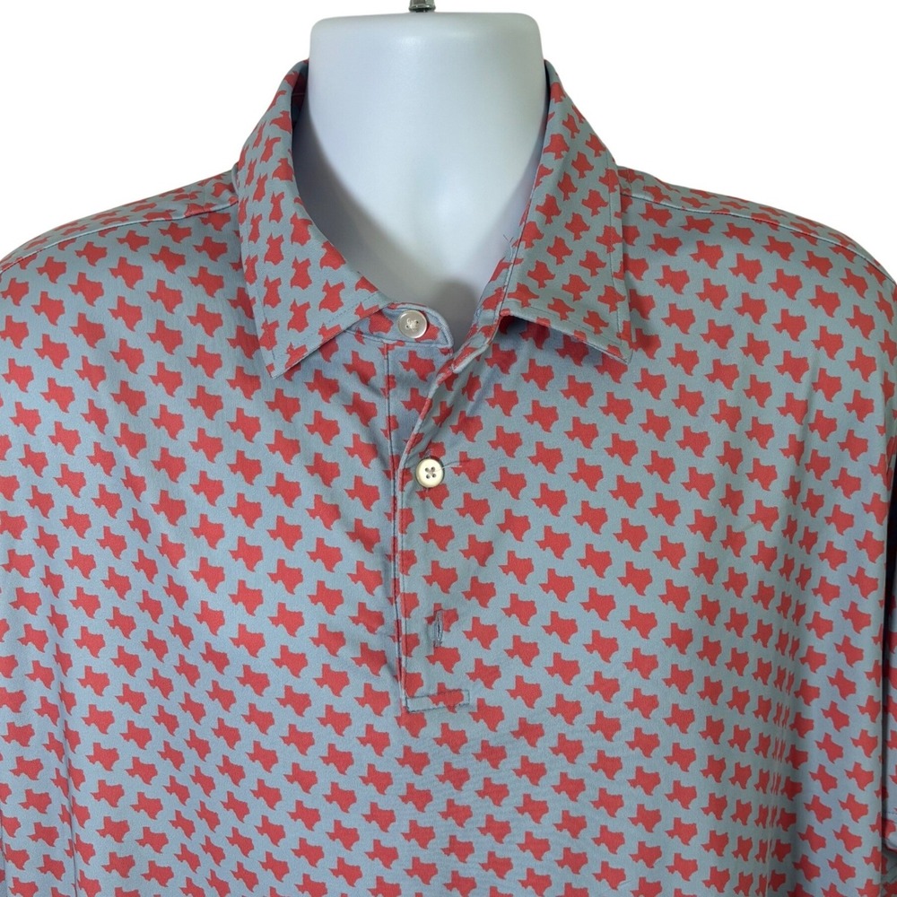 Jack Golf‎ Men's Polo Shirt Sz 2XL State Of Texas Performance Coral Blue Golf
